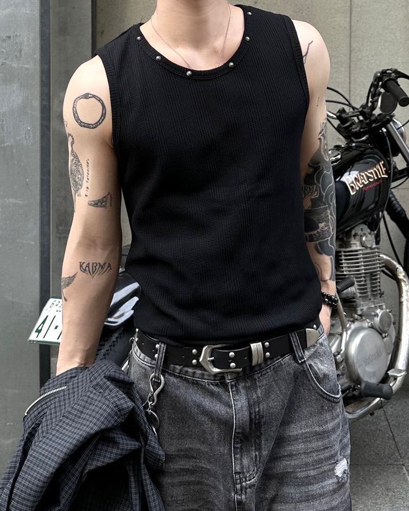 大阪店WEB限定受注制【Chikashitsu +】neck studs tank (3color)