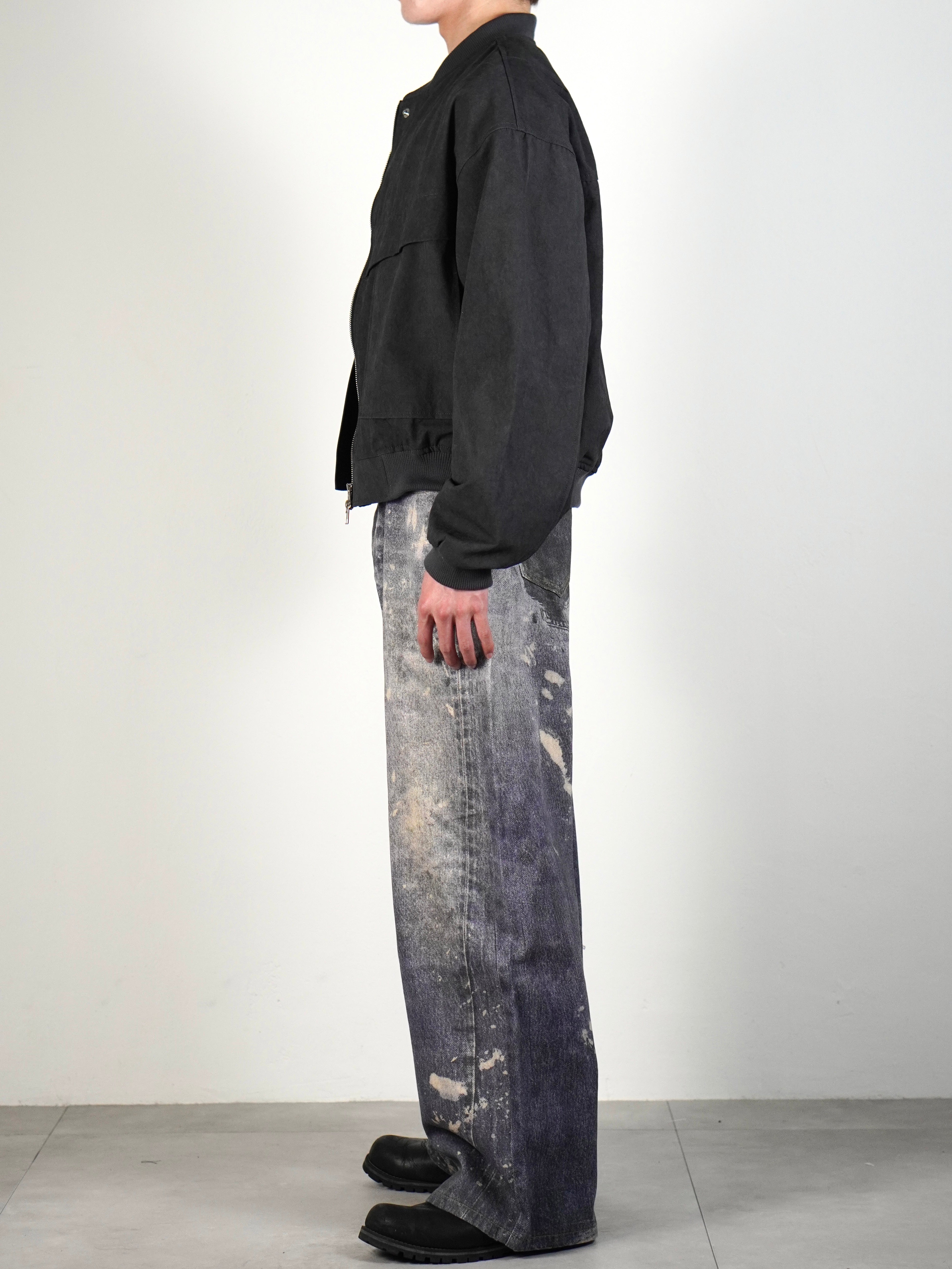 受注制【Chikashitsu +】degital print wide denim pants