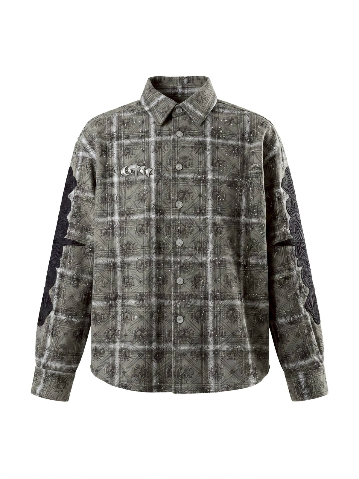 【The Boy Has No Patience】STARRY PATTERN RHINESTONE LEATHER SHIRT