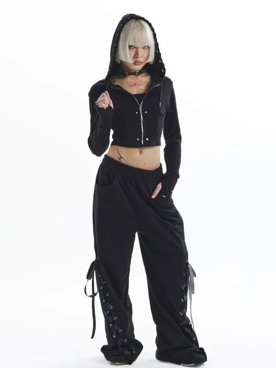 【KAIYA】tie me up hoodie zip-up