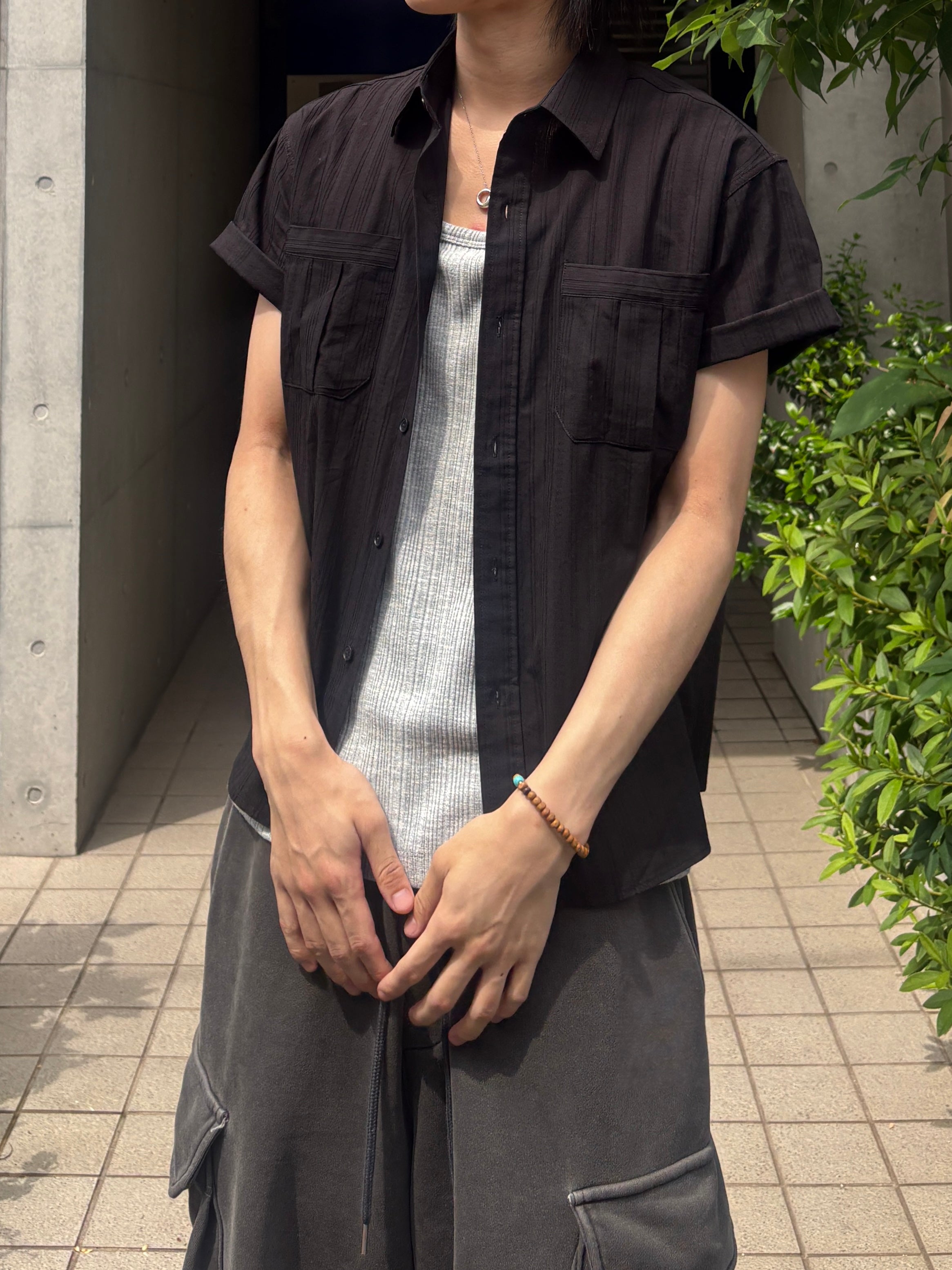 受注制【youll】jacquard cropped shirt (2color)