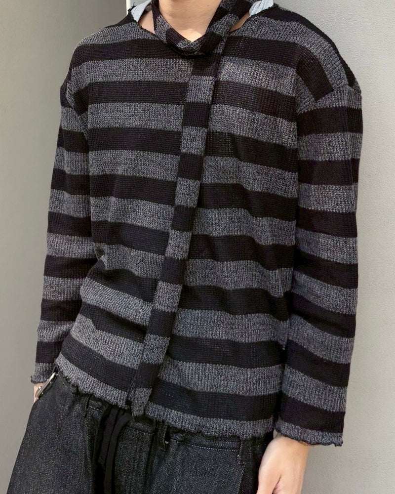 【nmtc+】tie set sheer border long sleeve (2color)
