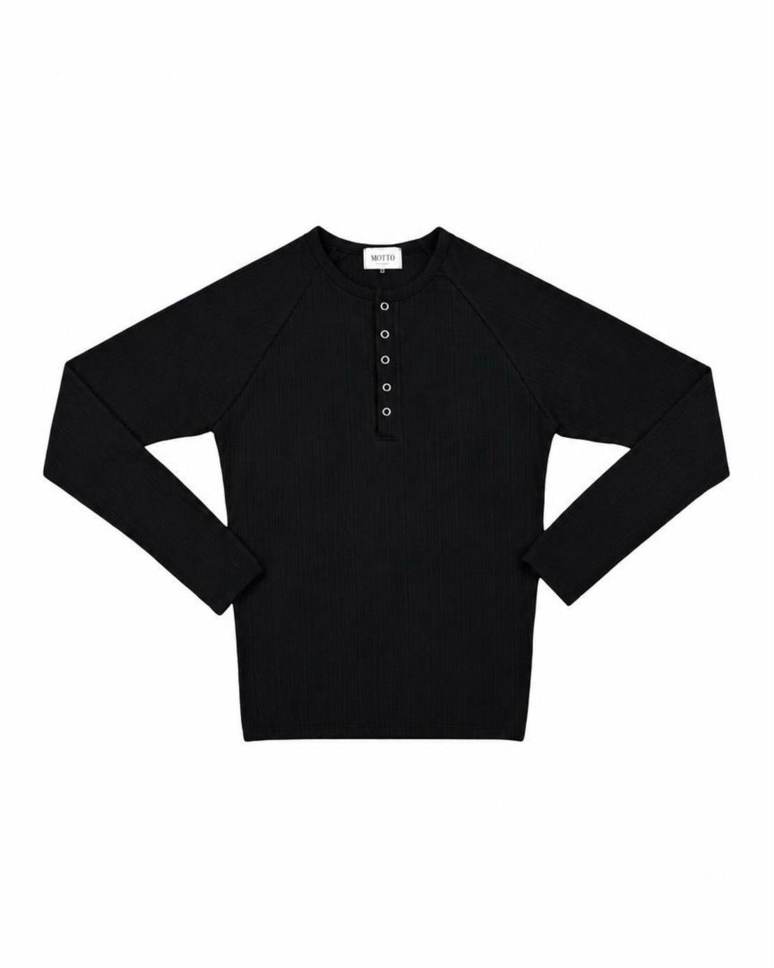 受注制【nmtc+】Snap henley neck ribbed slim top (4color)