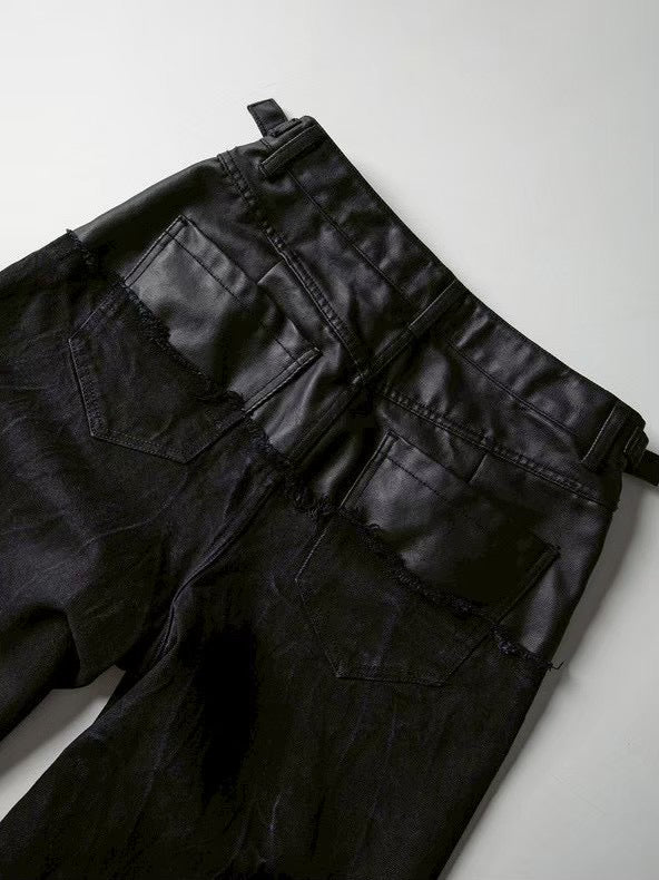 【roaringrad】Layered Carbon Bermuda Denim Pants