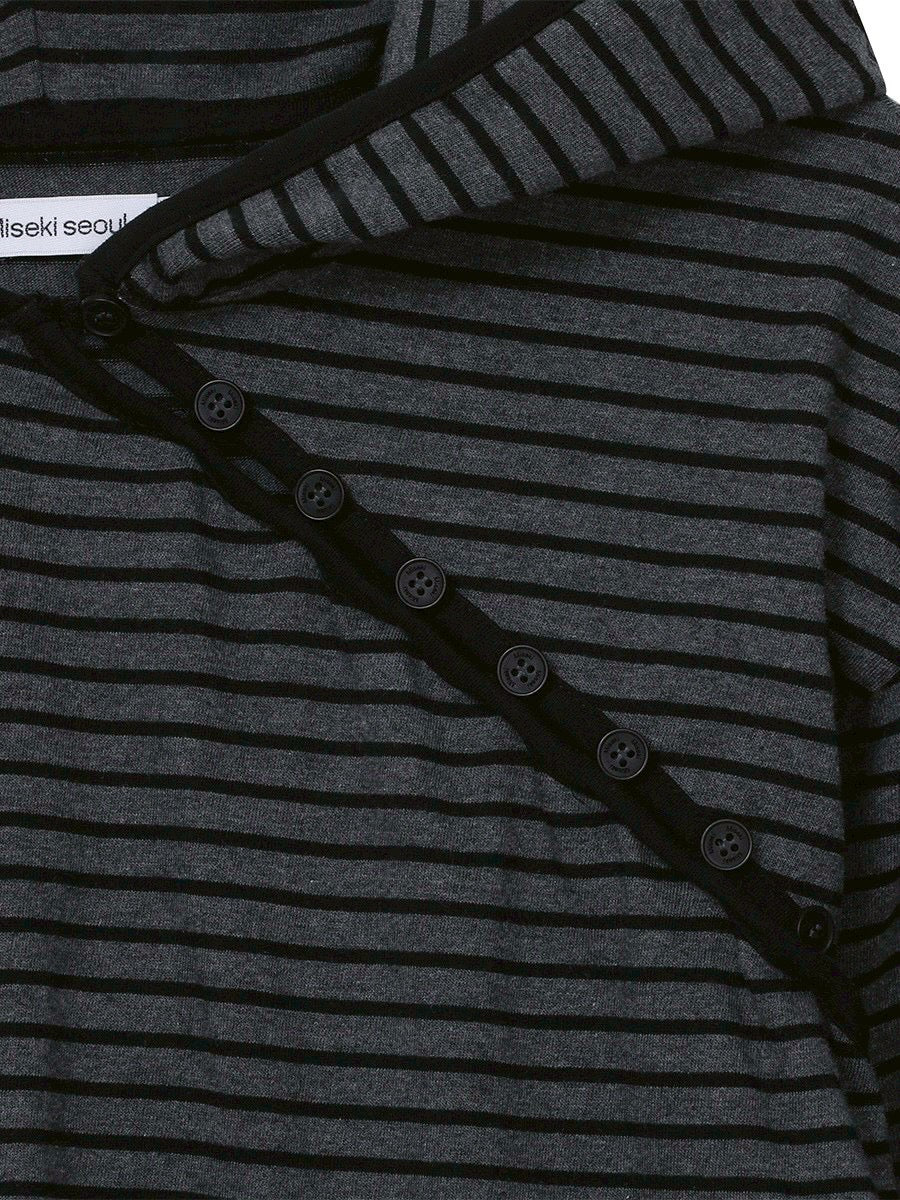 【Miseki seoul】Diagonal button Layered hoodie