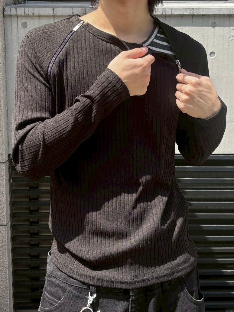 4/25 20:00発売 受注制【nmtc+】neck zip long sleeve (2color)