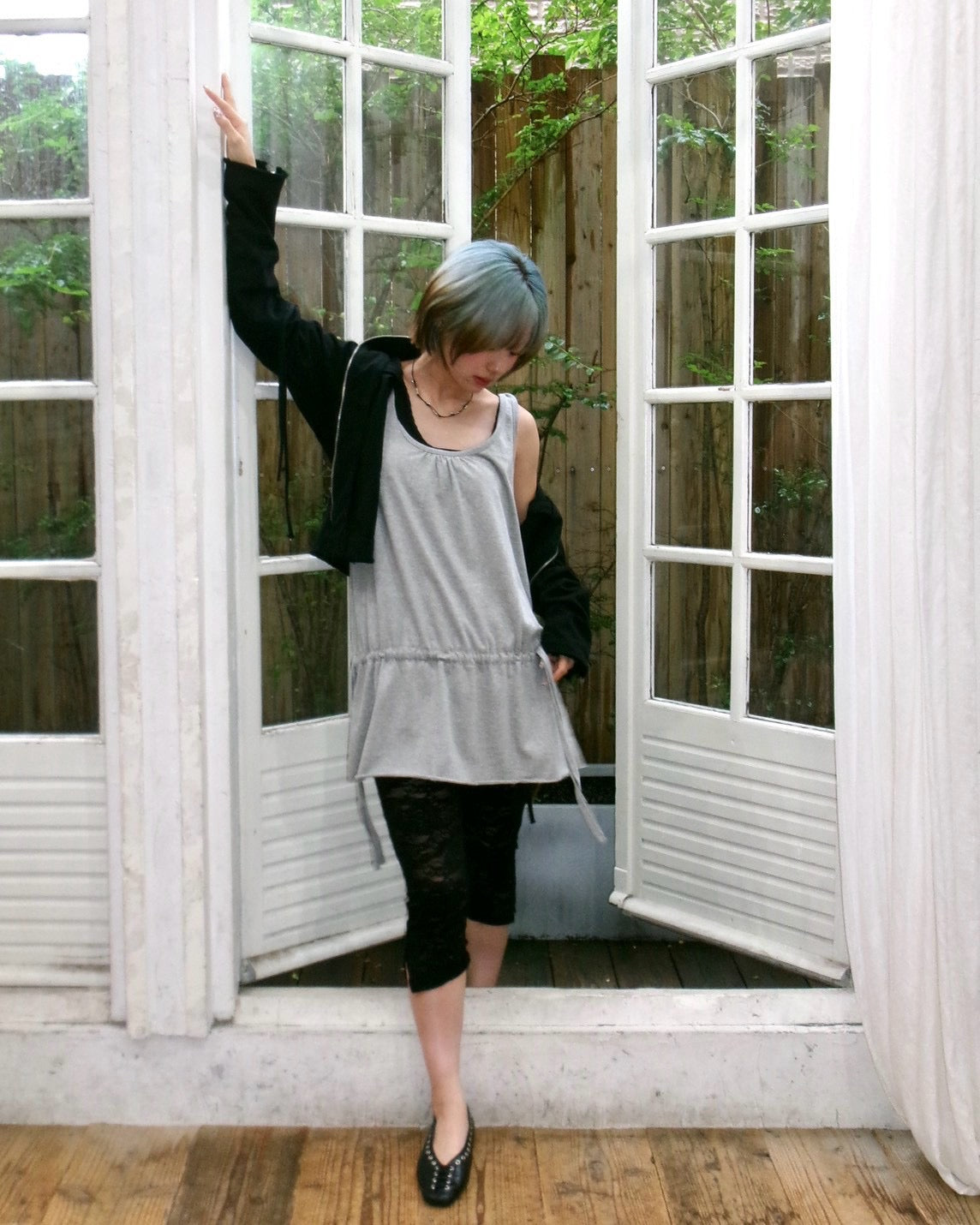 受注制【OaKS】drawstring layered mini dress (2color)