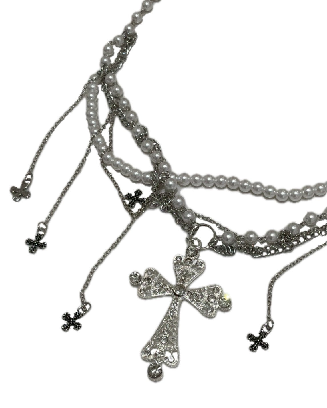 7/11 20:00発売　国際配送【BABY09】cross pearl waist chain (2color)