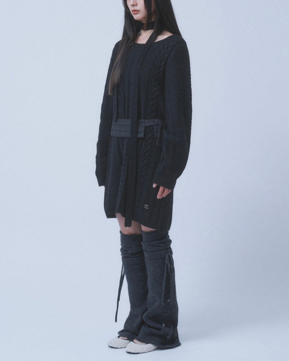 【TUOMIO】LAYERED KNIT LEG WARMER