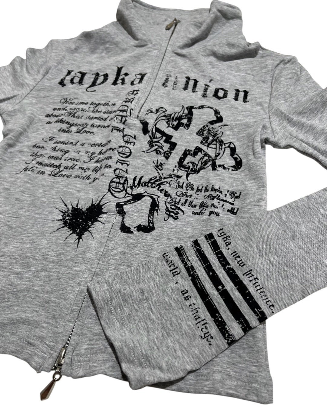 国際配送【BABY09】y2k print slim zipup top