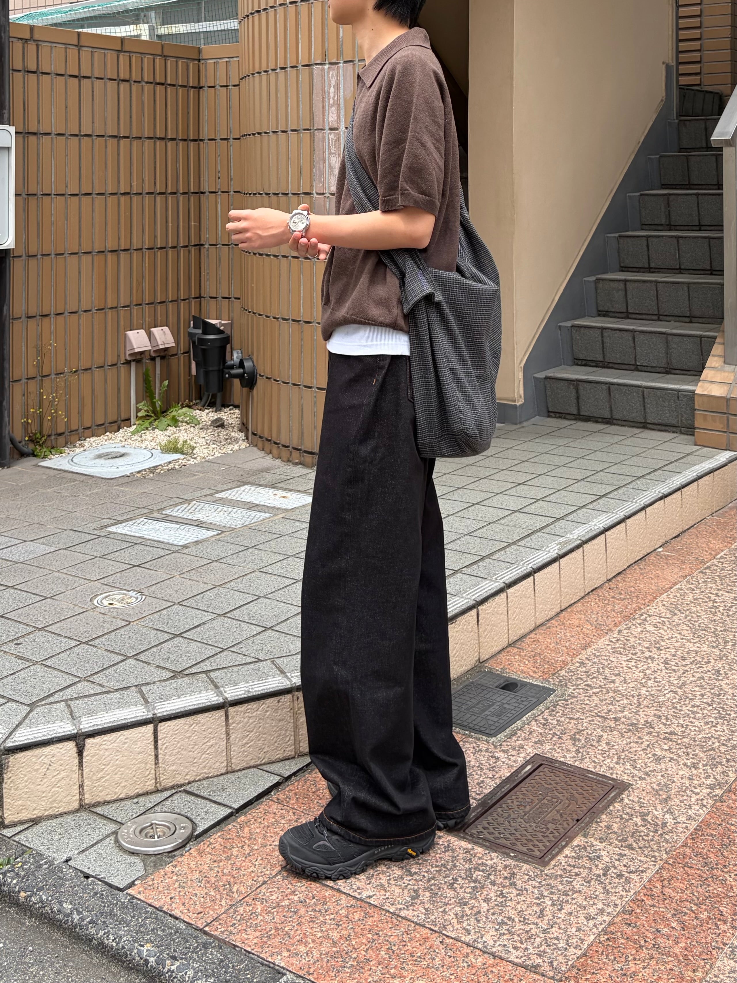 東京店WEB限定受注制【Chikashitsu +】cropped knit poloshirt (3color)