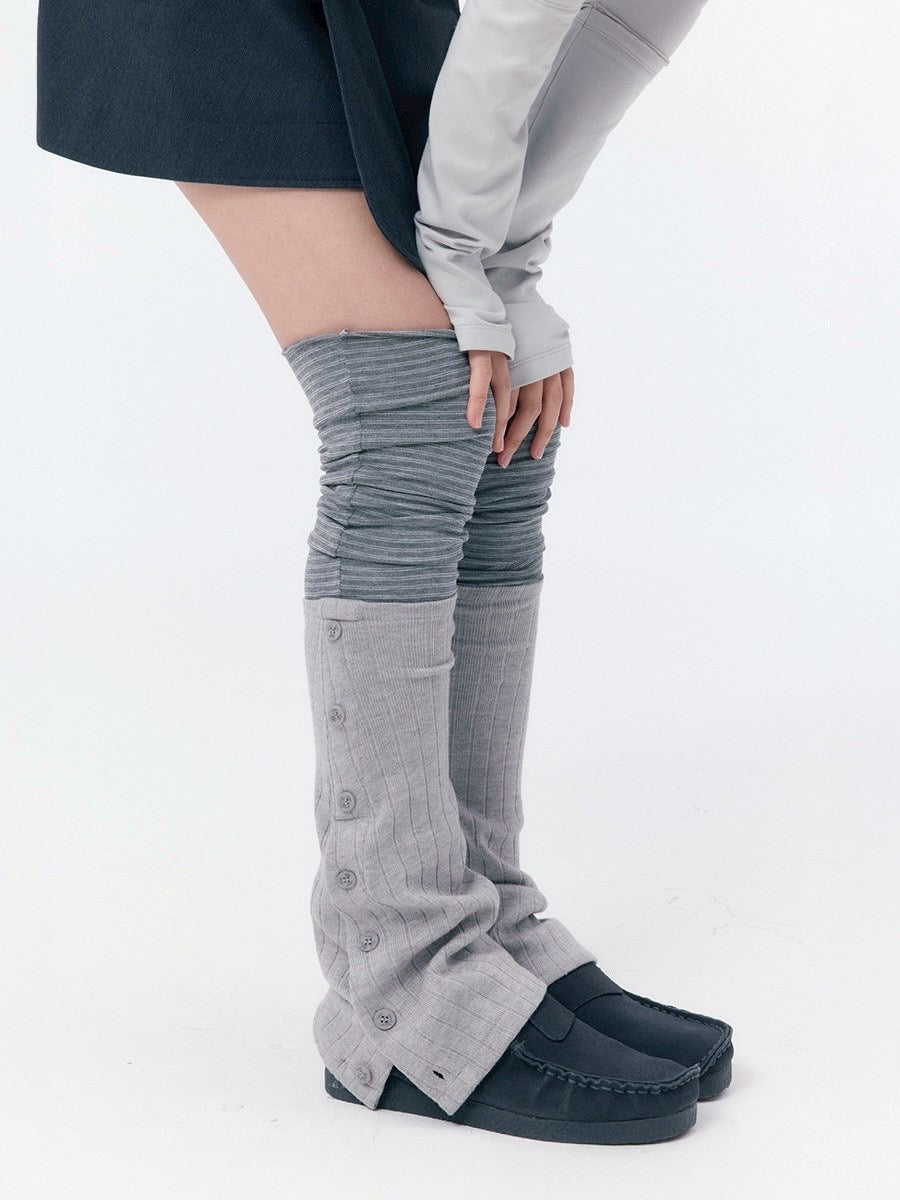 【Miseki seoul】 Striped layered button leg warmer