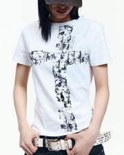 【AAKAM】Mosaic Cross Half Top