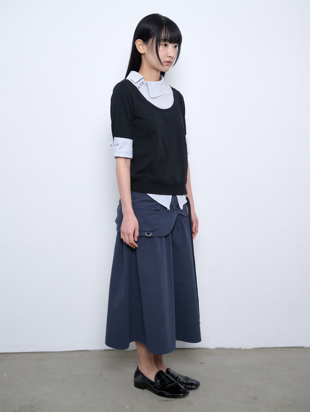 【TUOMIO】ASYMMETRIC COLLAR TOP