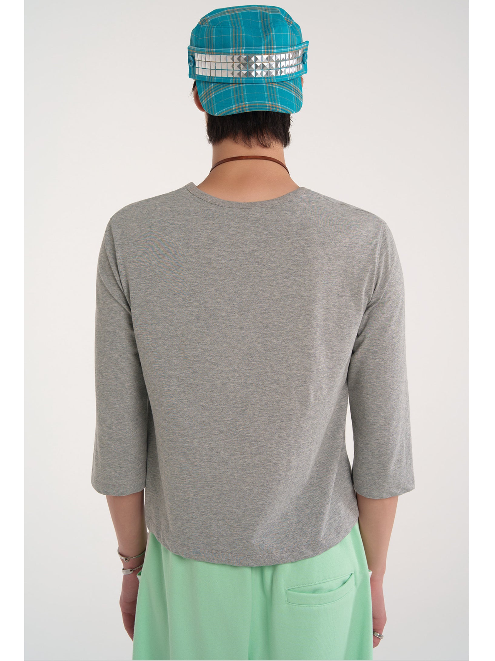 【ESC STUDIO】Studded Plaid patch military cap