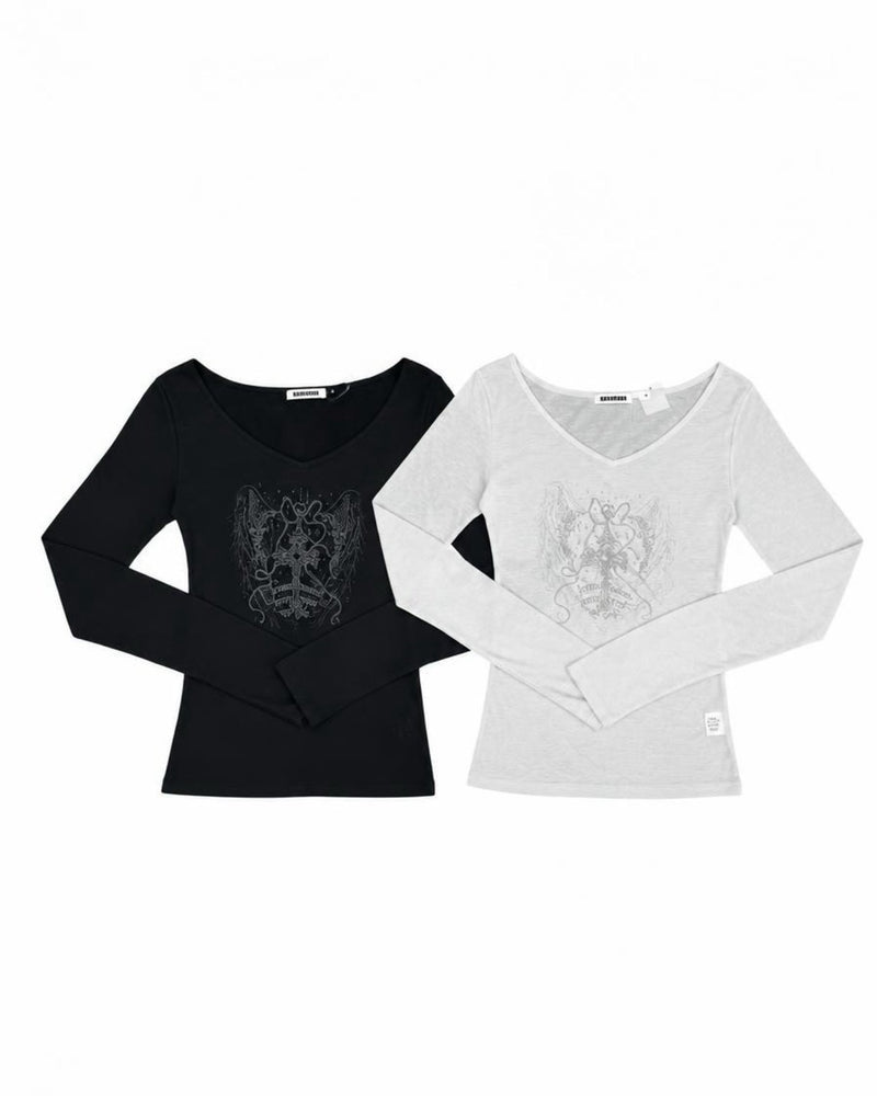 受注制【nmtc+】Angel V-Neck Long Sleeve T-shirt (2color)