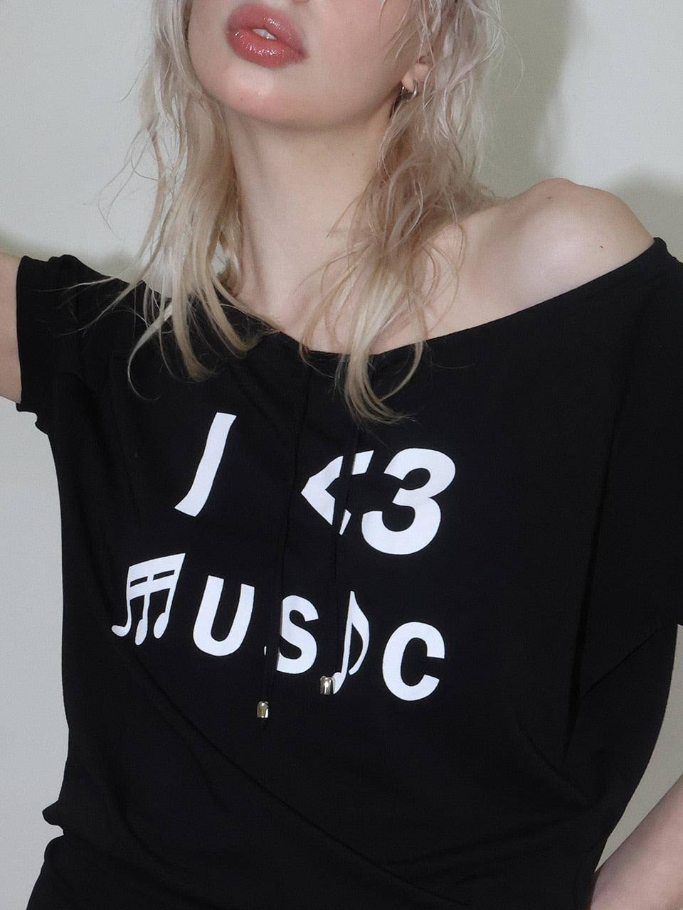 【CRANK】I LOVE MUSIC OFF-SHOULDER TOP