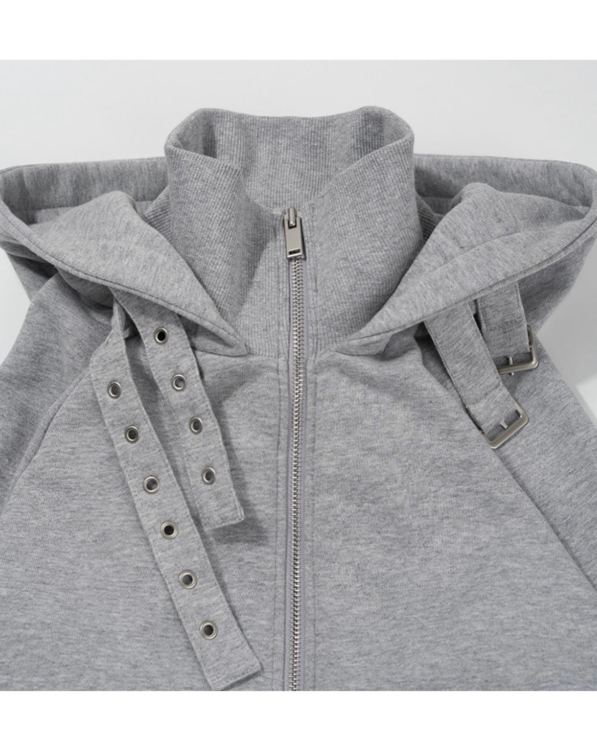 【FANCY CLUB】LAYER BUCKLE HOODED ZIP-UP