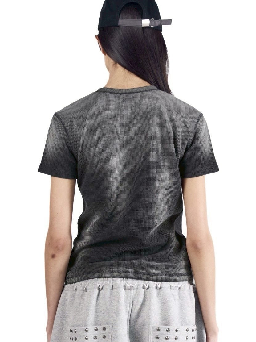 【AAKAM】Reverse Patch Waffle Half Top