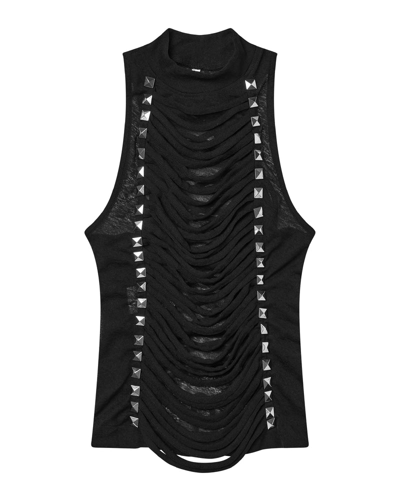 【Cozy world Wide】Chrome Studded Chainskin Top