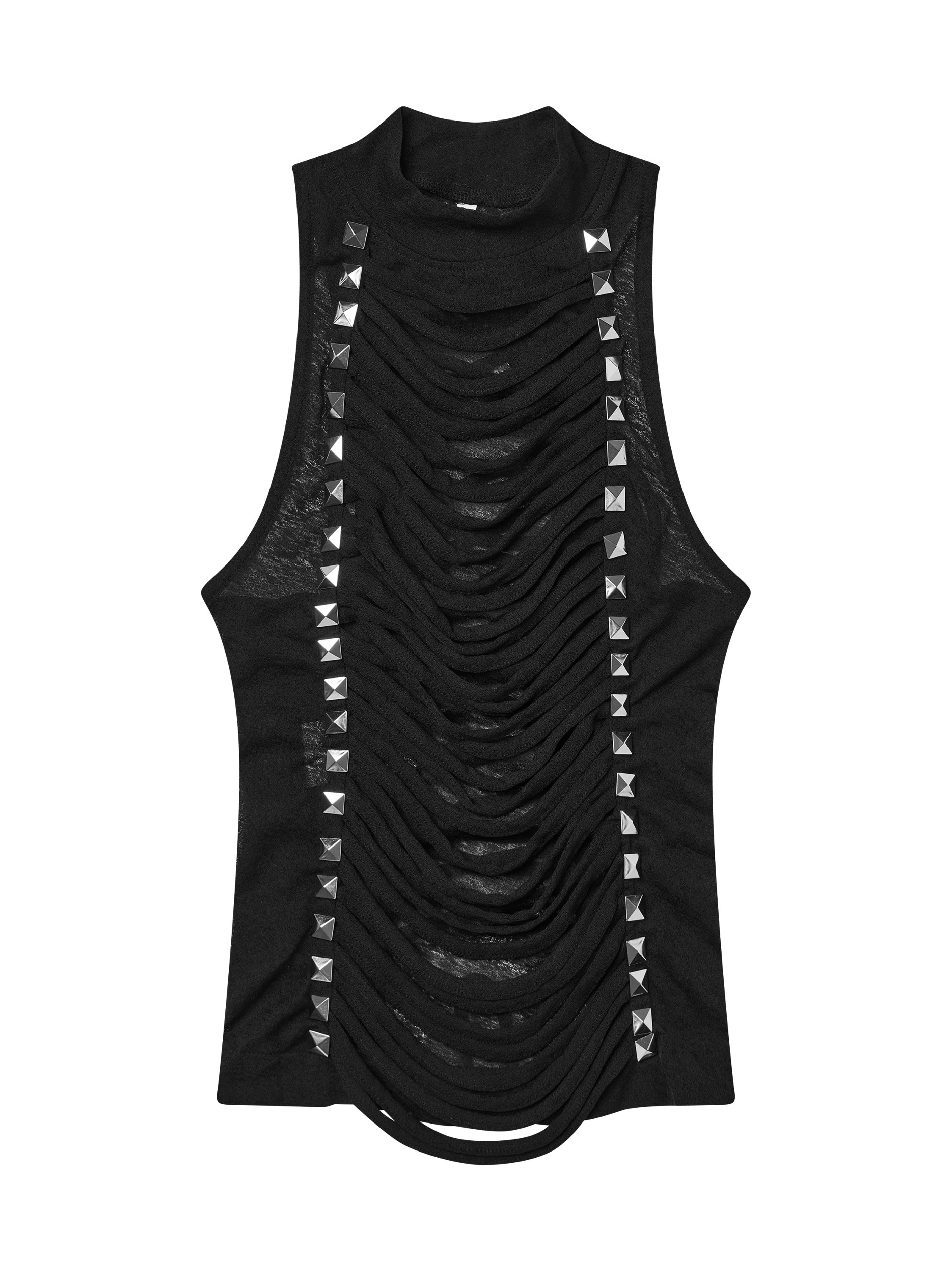 【Cozy world Wide】Chrome Studded Chainskin Top