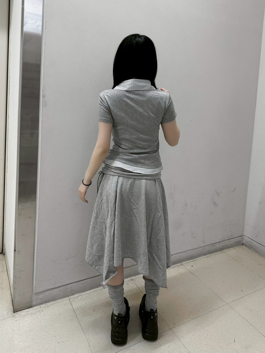 7/10 20:00発売 受注制【nmtc+】Layered Draped Shirring Shirt Top (2color)