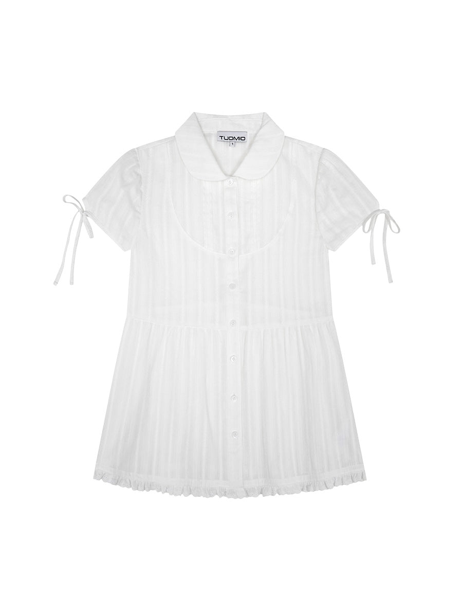 【TUOMIO】PUFF SLEEVES RIBBON BLOUSE