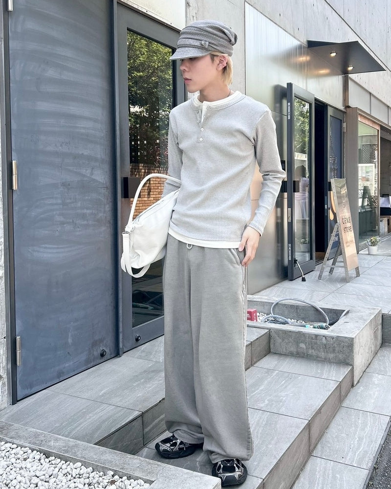 受注制【nmtc+】layered henley neck long sleeve (2color)