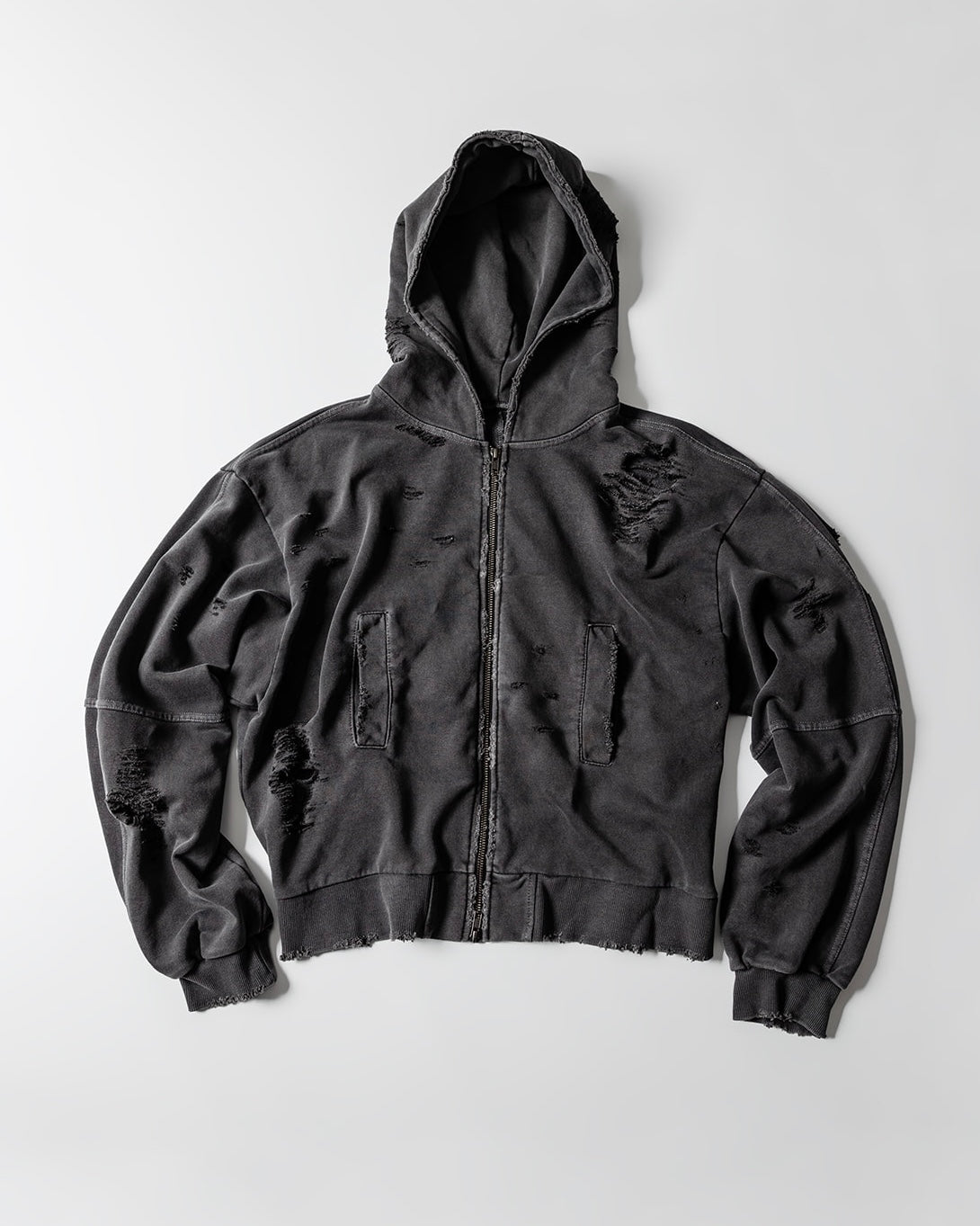 【roaringrad】Damage Crop Hoodie Jacket