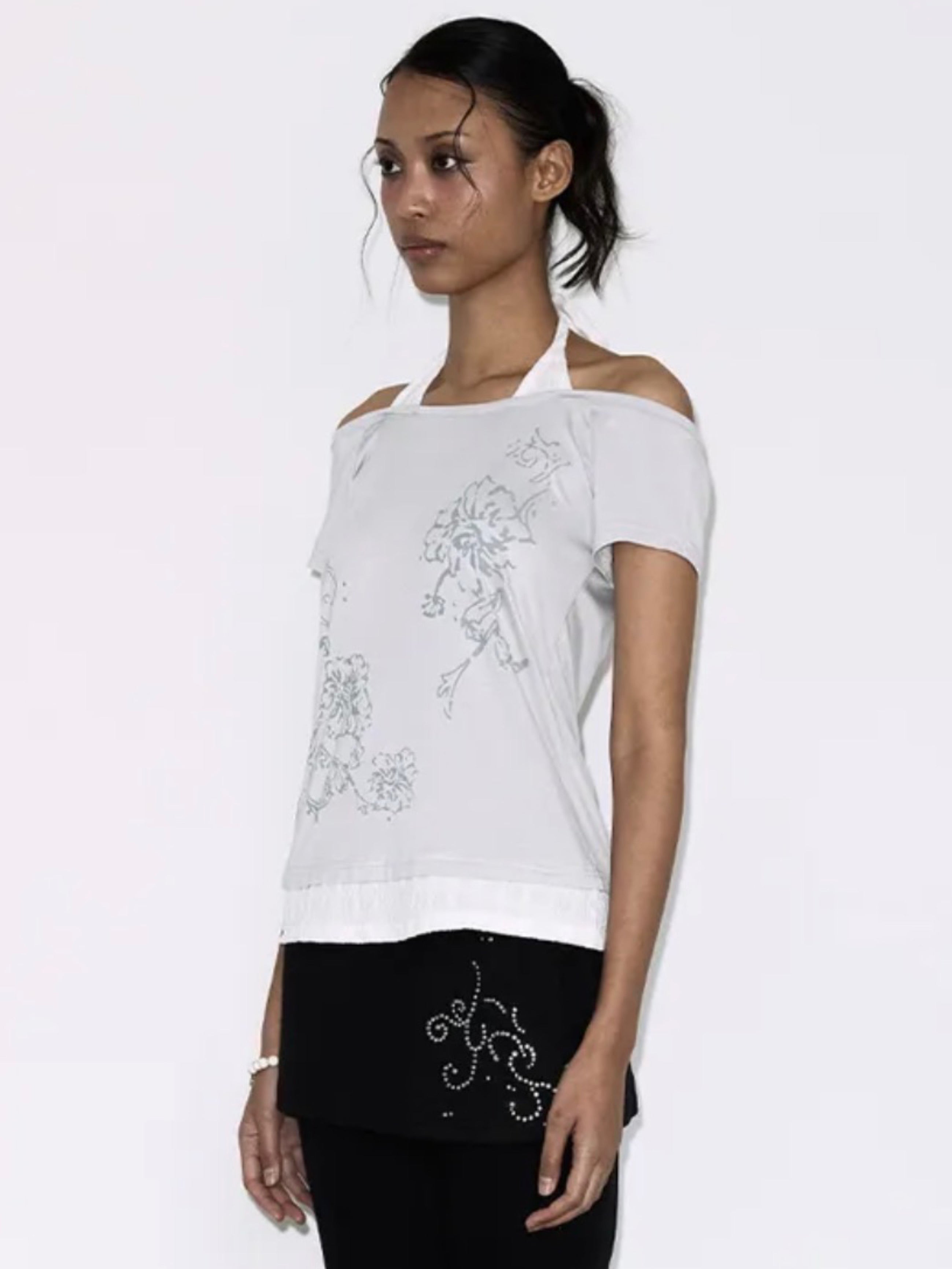 【FANCY CLUB】ROSY HALTER OFF-SHOULDER TOP