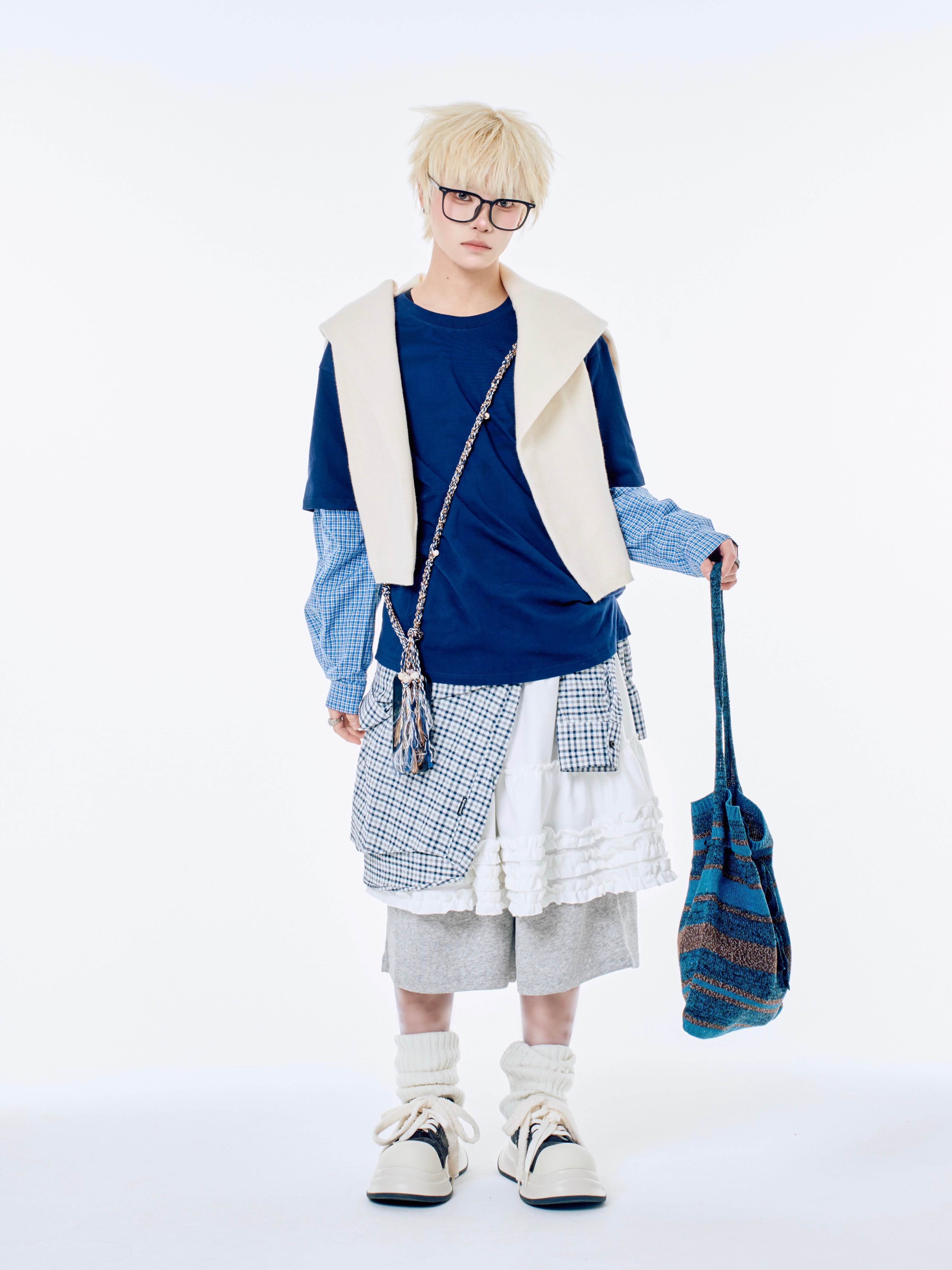 国際配送【Nerd out XU】midium frill banding skirt (3color)