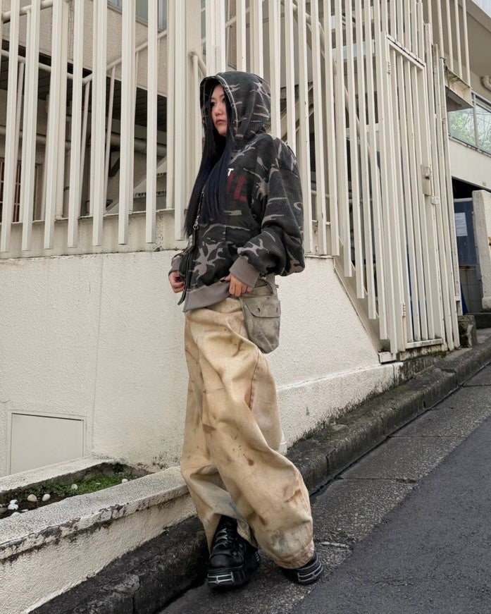受注制【Never mind the XU】MILITARY CAMO THERMAL ZIP HOODIE (2color)