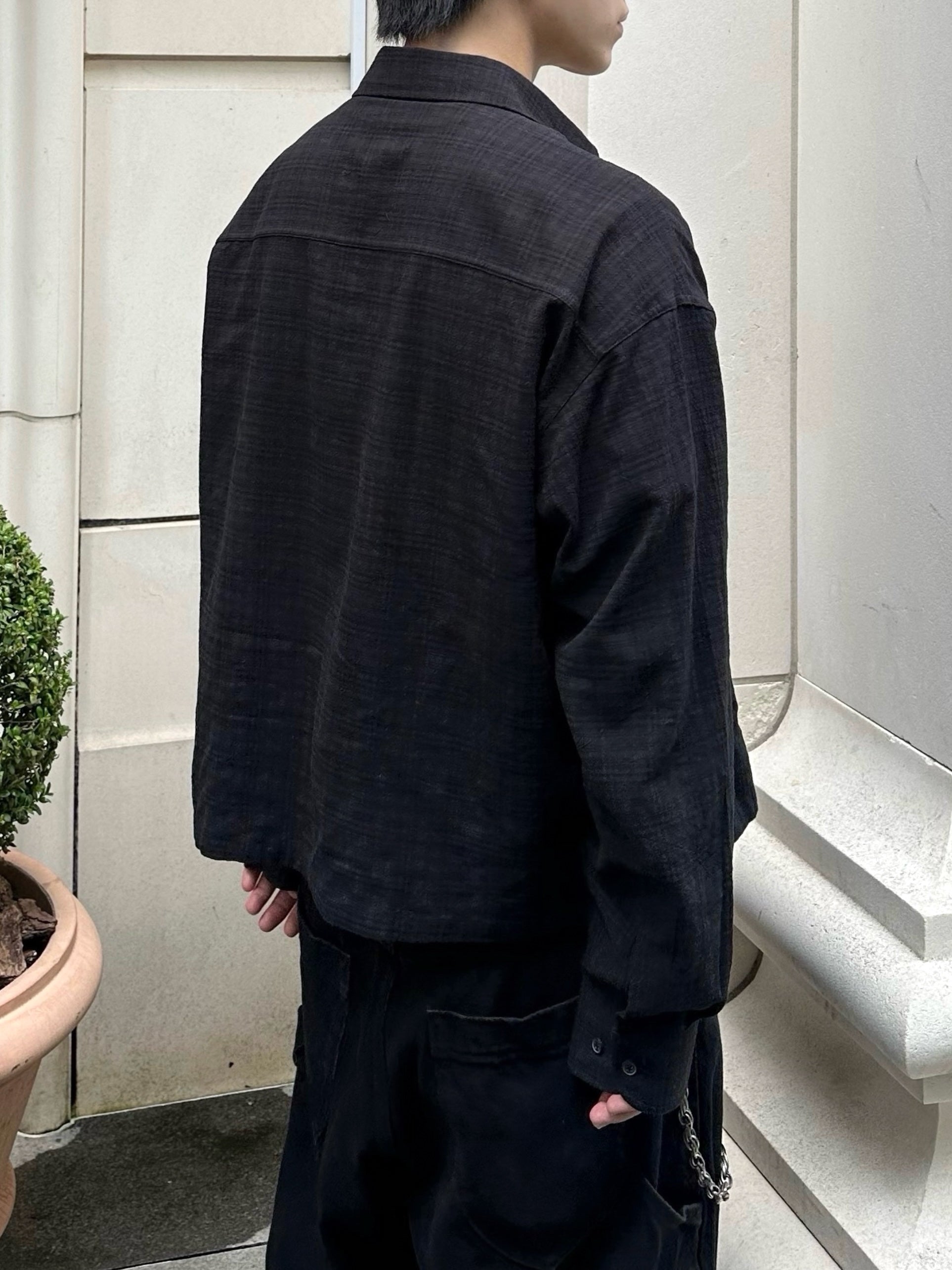 大阪店WEB限定受注制【Chikashitsu +】urban cropped check shirt