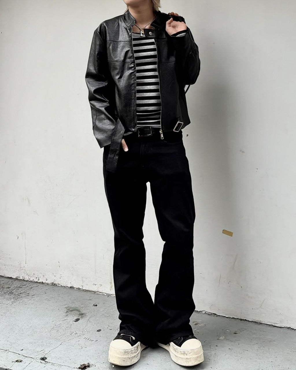 国際配送【RENOL】faux leather biker jacket