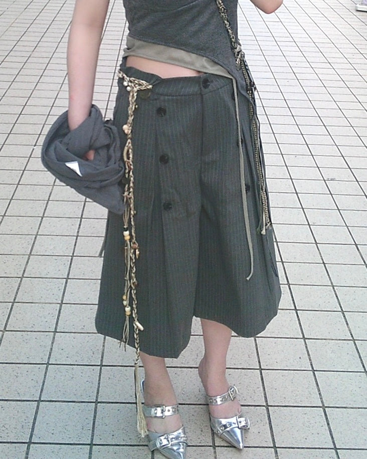 7/17 20:00 発売 国際配送【Nerd out XU】seven point stripe wide leg pants (2color)