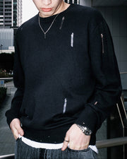 【NOMANUAL】DAMAGED WOOL KNIT