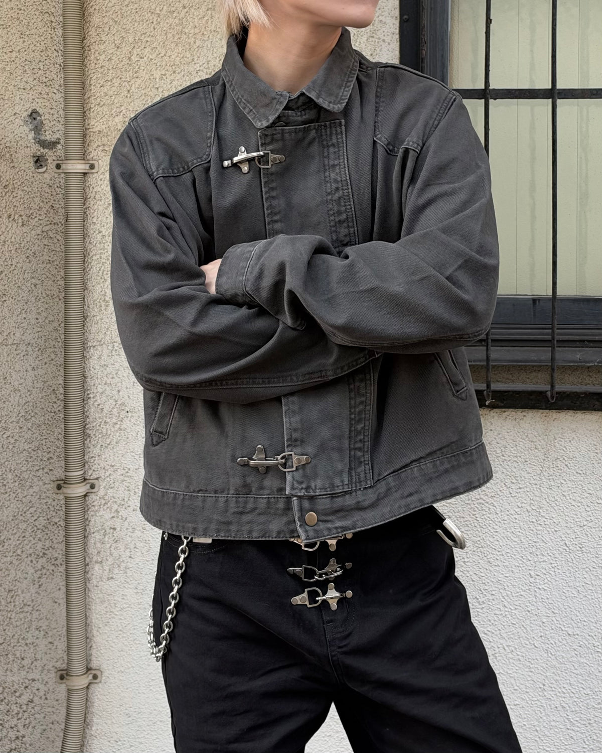 大阪店WEB限定受注制【Chikashitsu +】design hook cropped jacket (3color)