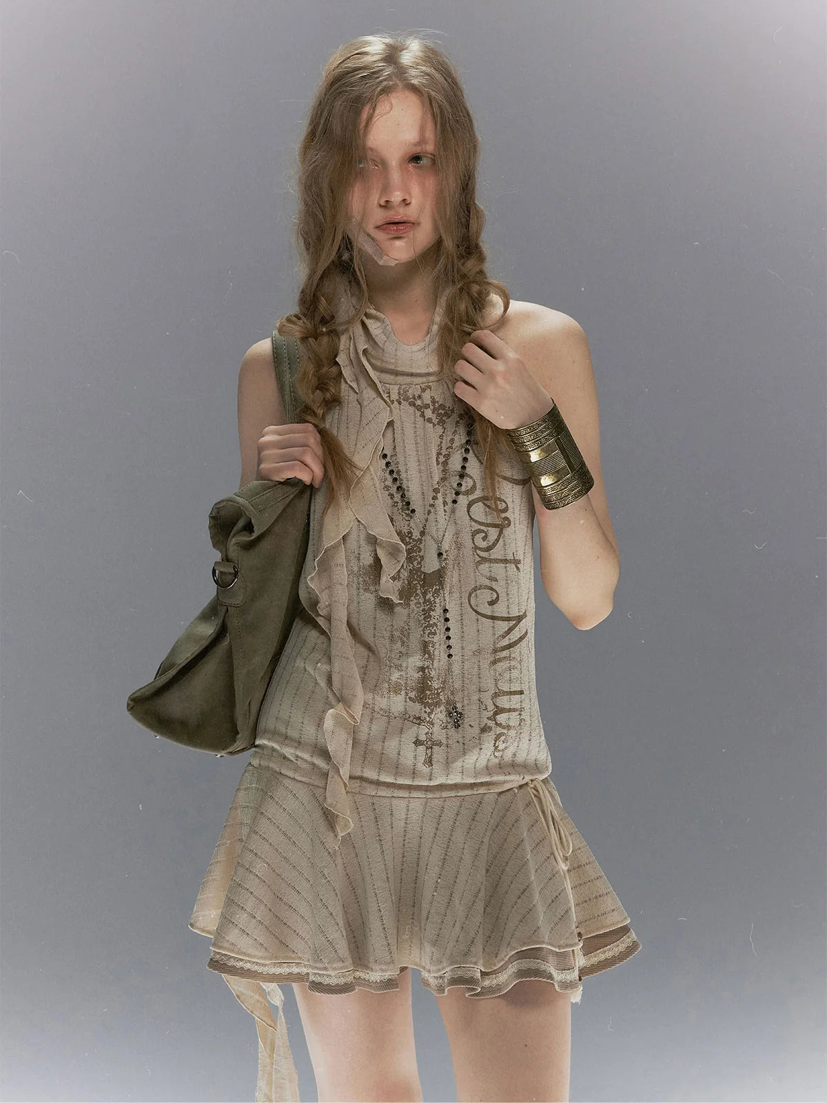 【Cest Nous】Halterneck printed camisole dress
