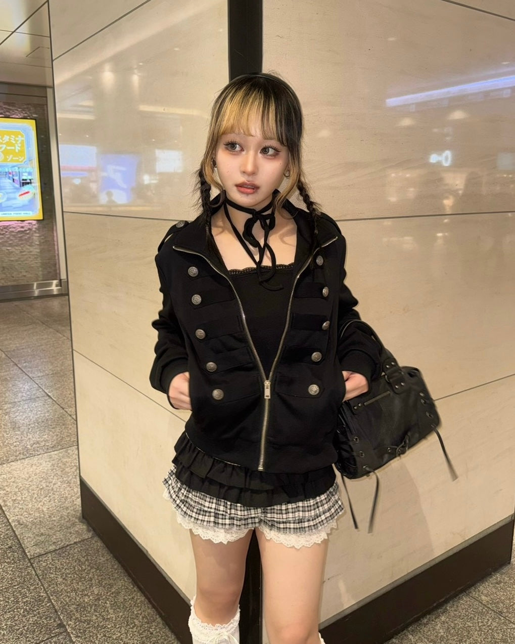 大阪店 WEB限定 受注制【Never mind the XU】Doll Check Layered Skirt