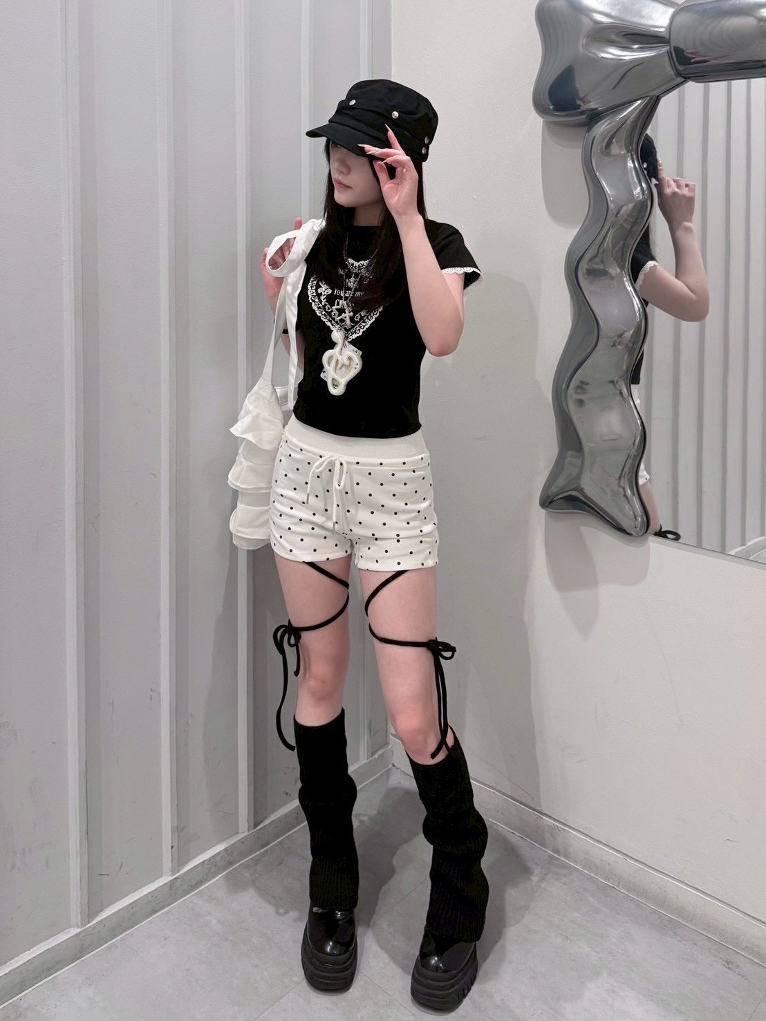 7/4 20:00発売 受注制【nmtc+】Polka Dot Banding Short Pants (3color)