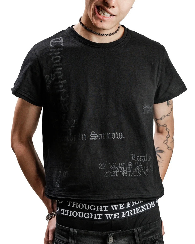 【Thought We Friends】L Raw Hem T-shirt