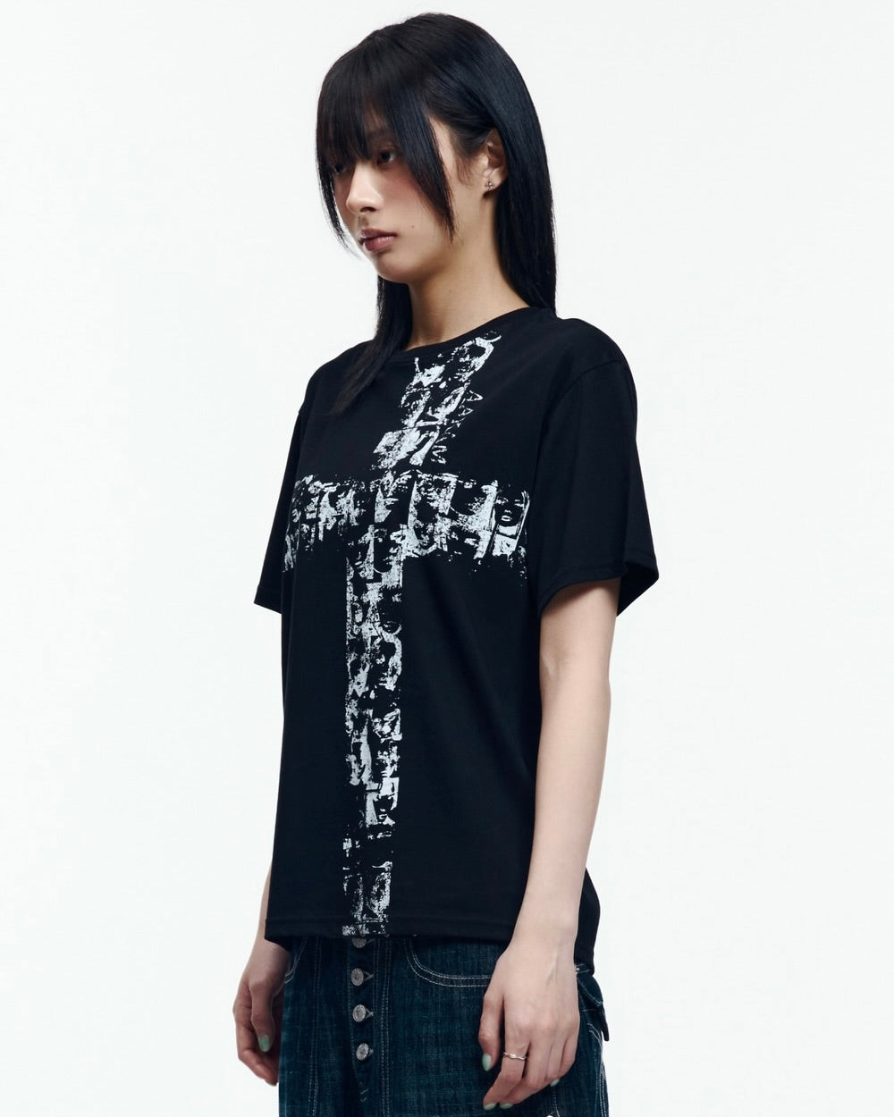 【AAKAM】Mosaic Cross Half Top