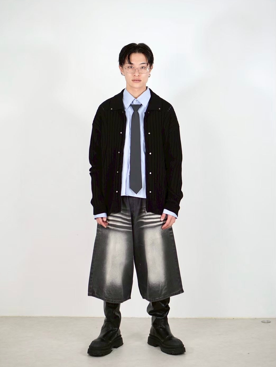受注制【Chikashitsu +】8-length bermuda denim pants (2color)