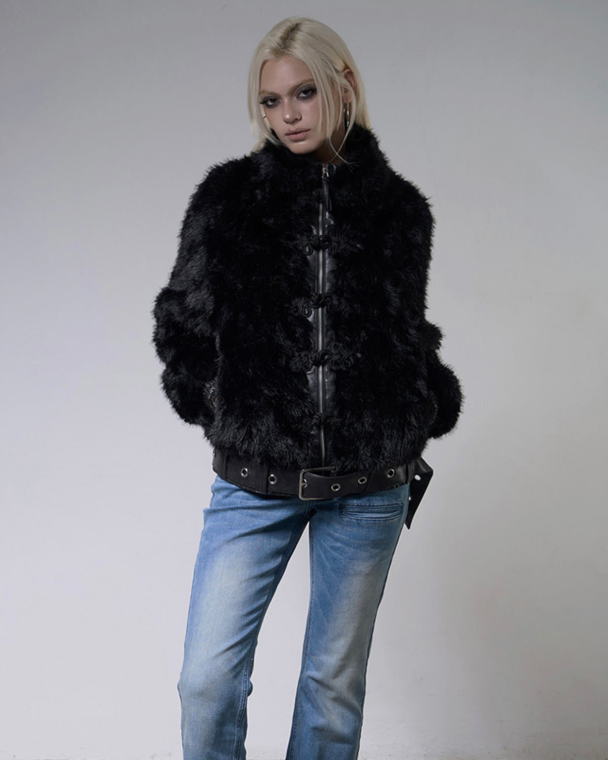 【FANCY CLUB】TOGGLE LEATHER FUR JACKET