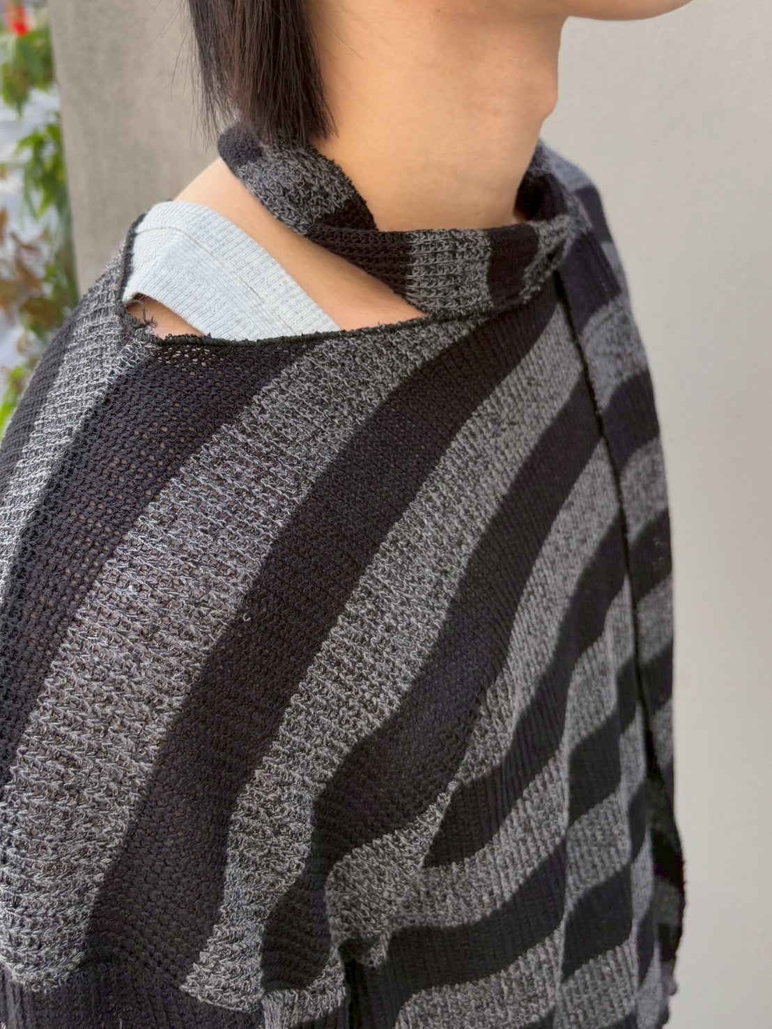 【nmtc+】tie set sheer border long sleeve (2color)