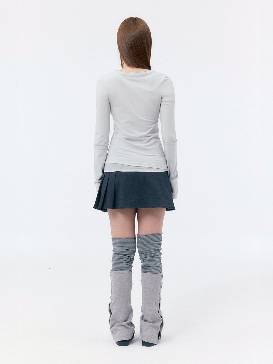 【Miseki seoul】 Striped layered button leg warmer