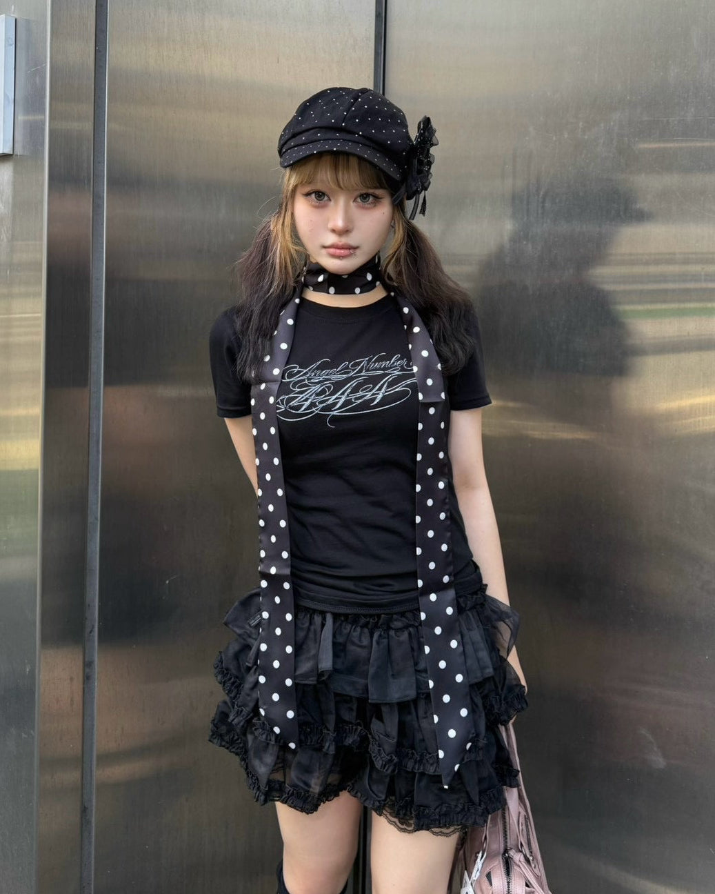 大阪店 WEB限定 受注制【Never mind the XU】Dot Ribbon Scarf