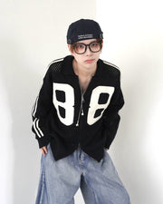 受注制【LUV CODE】mesh zip up knit (2color)