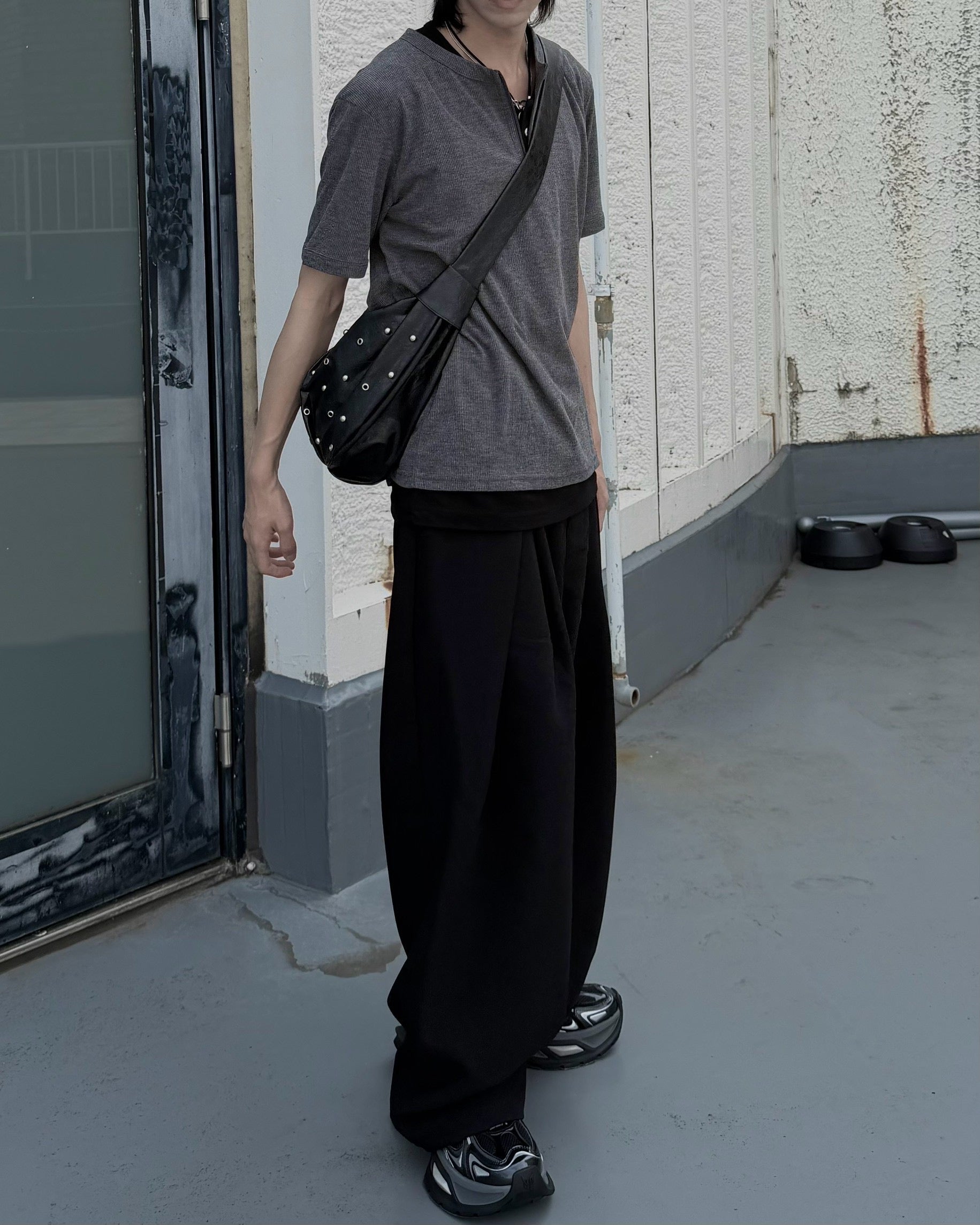 受注制【nmtc+】Half Zip-Up Slim Tee (3color)