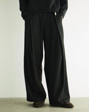 【CS】stripe cross tuck drape slacks